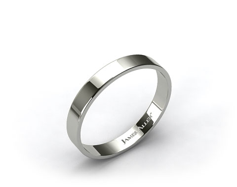 18k White Gold 4.0mm Flat Comfort Fit Wedding Ring